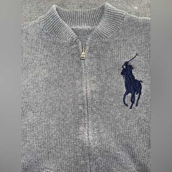 Polo Ralph Lauren full zip cardigan sweater Big pony boy's sz M 10-12 EUC LN - Picture 3 of 11